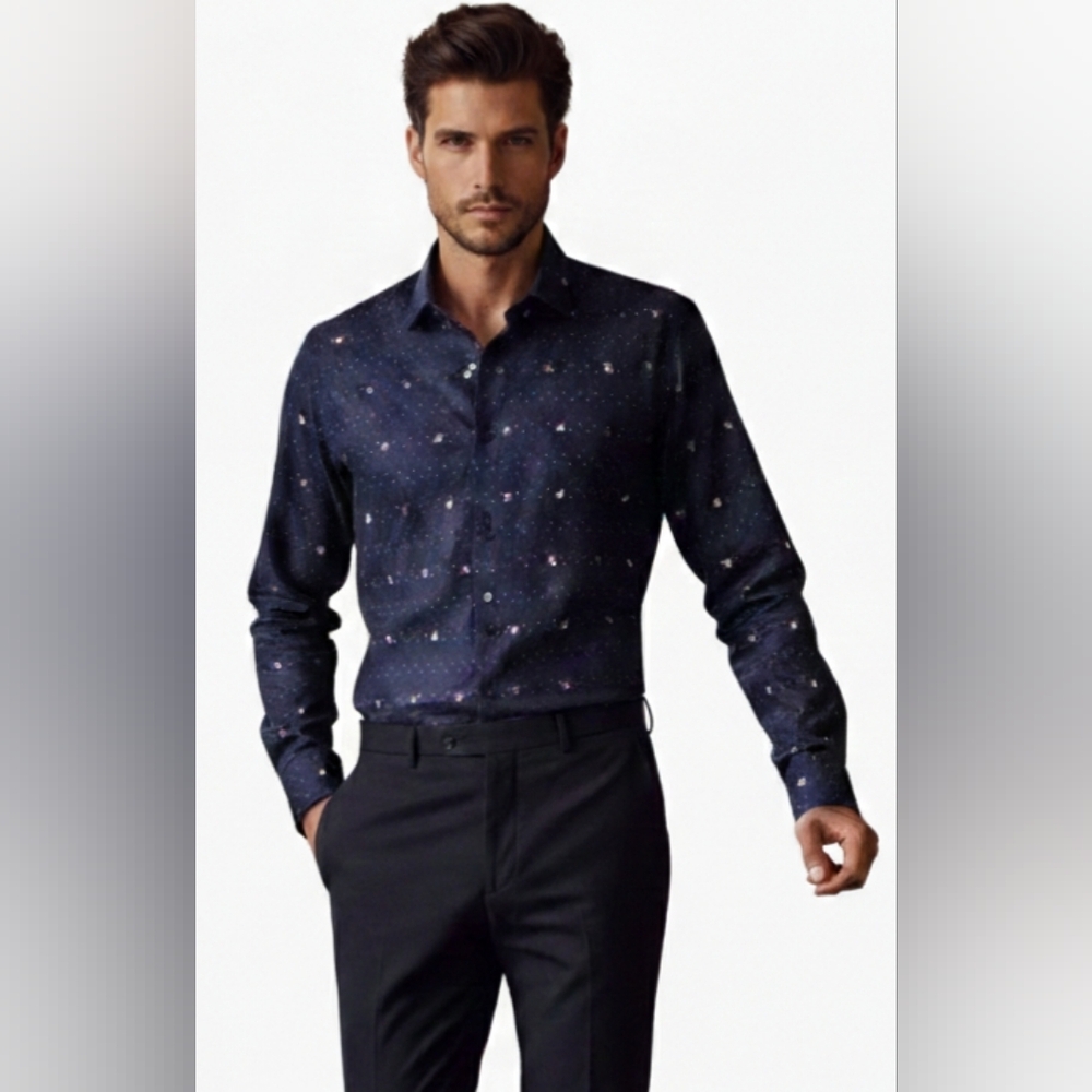 Silver Stone Men's Navy Blue Button Down Shirt Size XL